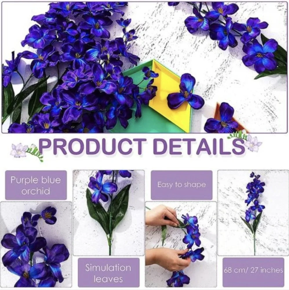 Blue Purple Artificial Orchid Bouquet